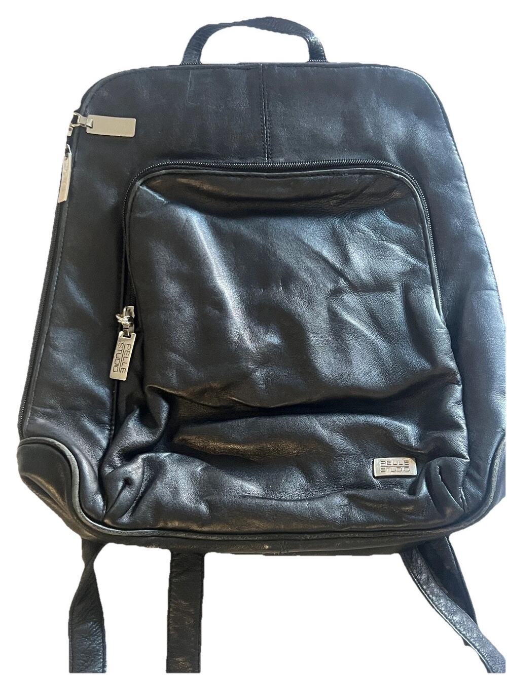 Pelle Studio Wilson's Black Leather Mini Backpack Organizer Purse Vintage Y2K